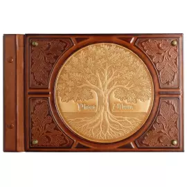 Фотоальбом из натуральной кожи "С древом" цвет орех