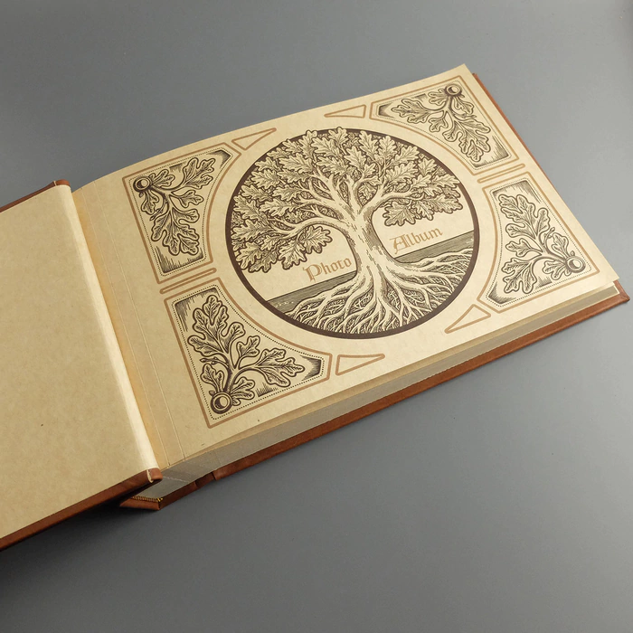 Genuine leather photo album "With a tree" walnut color