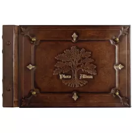 Genuine leather photo album "Oak, growing through time" color brown