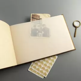 Genuine leather photo album "Oak, growing through time" color brown