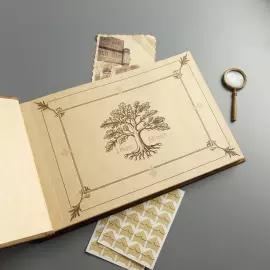 Genuine leather photo album "Oak, growing through time" color brown