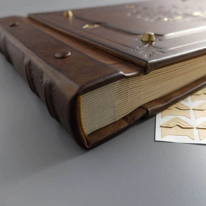 Genuine leather photo album "Oak, growing through time" color brown
