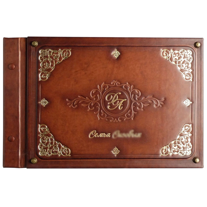 Genuine leather photo album "Family" with a monogram