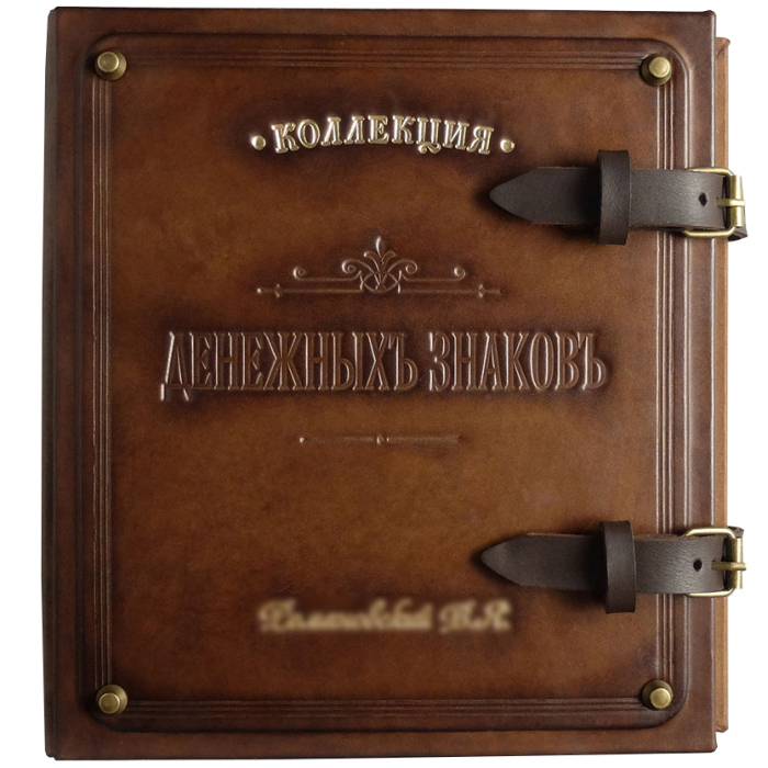 Альбом денежный именной из натуральной кожи "Коллекция"