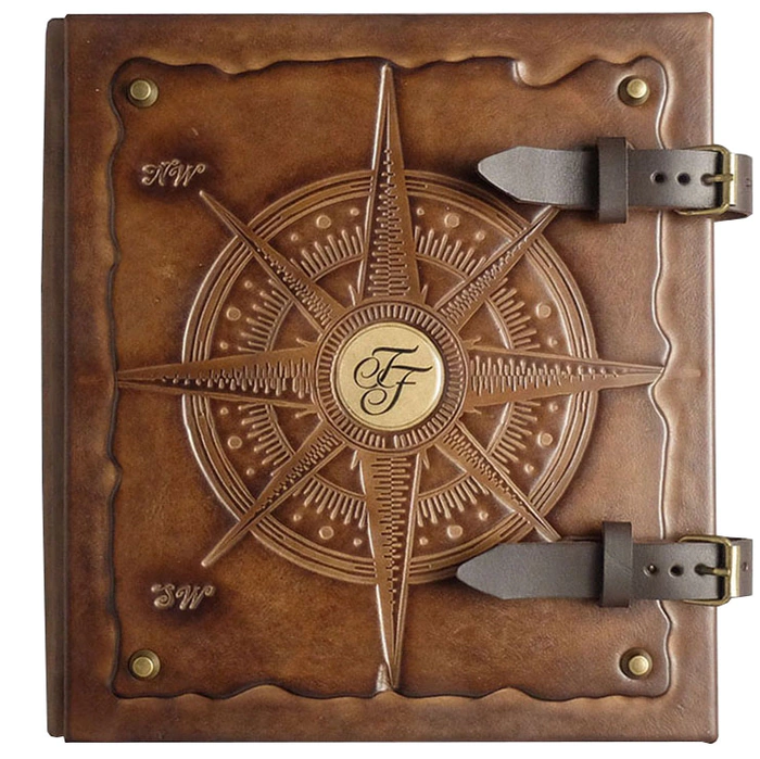 Album of money made of genuine leather "Wind Rose" with a personal monogram