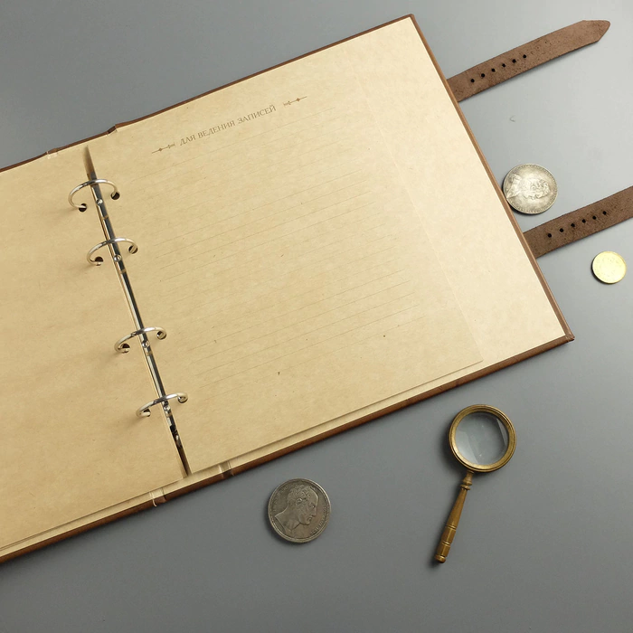 Album of money made of genuine leather "Wind Rose" with a personal monogram