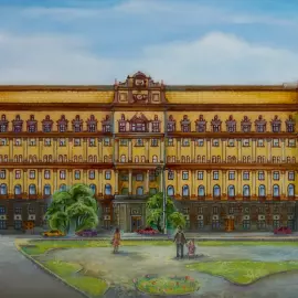 Шкатулка "Лубянская площадь" Копалина, Федоскино