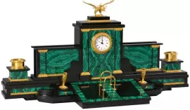 Настольный набор руководителя из малахита "Двуглавый орёл"