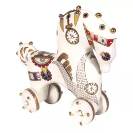 Скульптура из фарфора "Лошадка на колесиках. Коллекция Стимпанк"