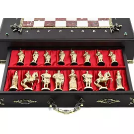 Chess chest "Rus" with malachite