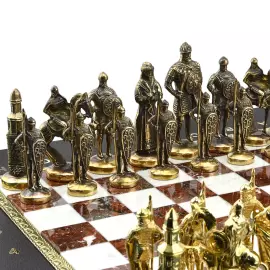 Chess chest "Rus" with malachite