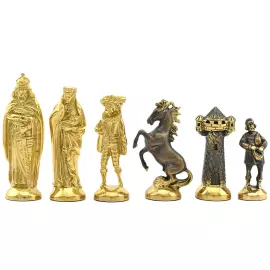 Шахматы из лазурита "Средневековье" с фигурами из бронзы