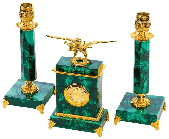 Fireplace set "Double-headed eagle", malachite