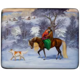 Шкатулка "Свидание" Леонова, Федоскино