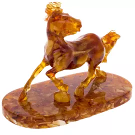 Amber souvenir "Horse on a stand"