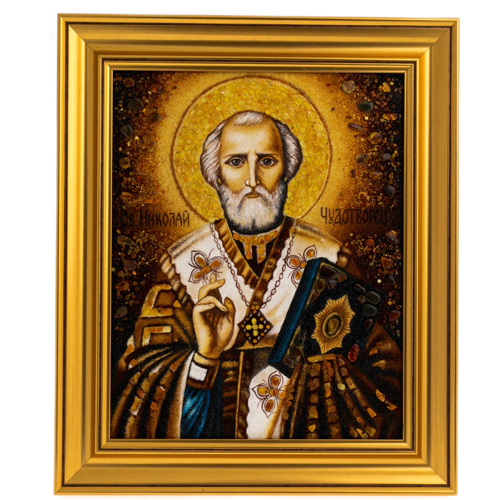 Icon of amber "Nicholas the Wonderworker"