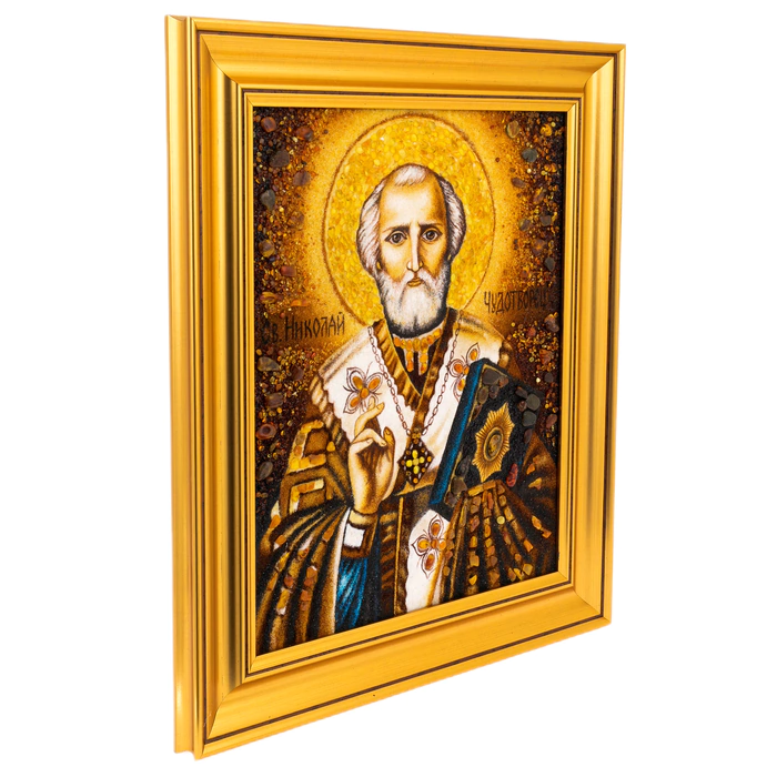 Icon of amber "Nicholas the Wonderworker"