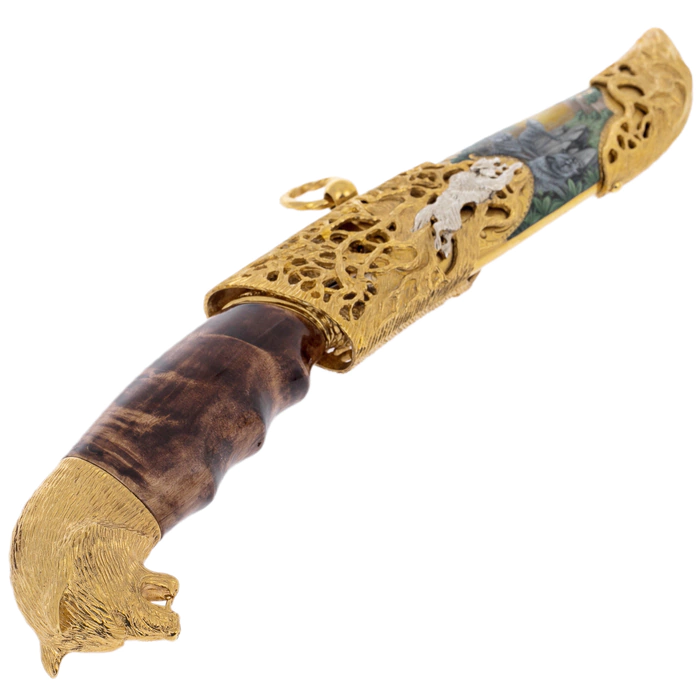 Souvenir knife "Wolves" with artistic casting, Zlatoust