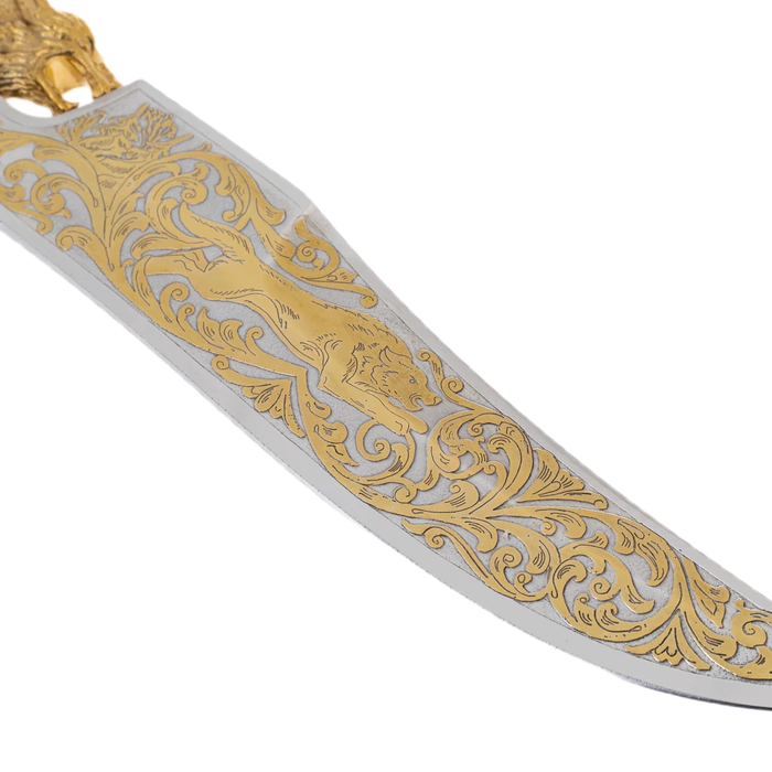 Souvenir knife "Wolves" with artistic casting, Zlatoust
