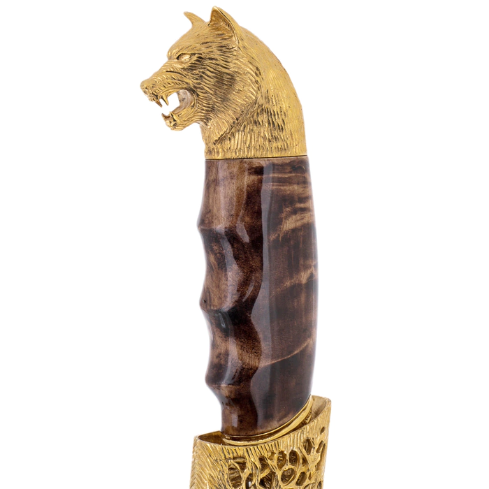 Souvenir knife "Wolves" with artistic casting, Zlatoust