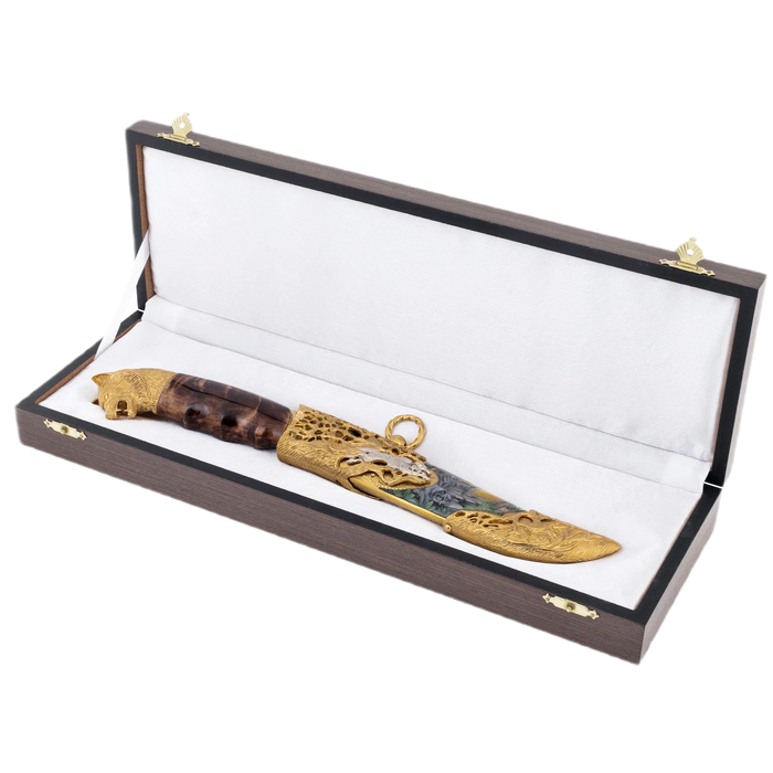 Souvenir knife "Wolves" with artistic casting, Zlatoust
