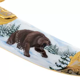 Нож сувенирный "Зимний медведь" с дамасской сталью, Златоуст