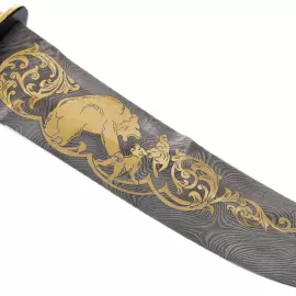 Нож сувенирный "Зимний медведь" с дамасской сталью, Златоуст