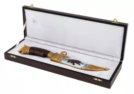 Нож сувенирный "Зимний медведь" с дамасской сталью, Златоуст