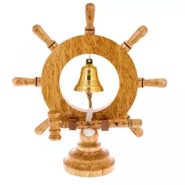 Сувенир из карельской березы "Штурвал с рындой" 3-х дюймовый