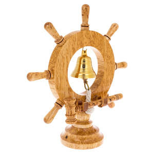 Сувенир из карельской березы "Штурвал с рындой" 3-х дюймовый