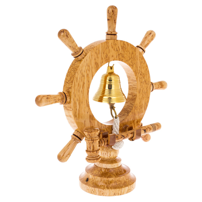 Сувенир из карельской березы "Штурвал с рындой" 3-х дюймовый