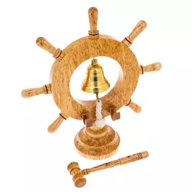 Сувенир из карельской березы "Штурвал с рындой" 3-х дюймовый