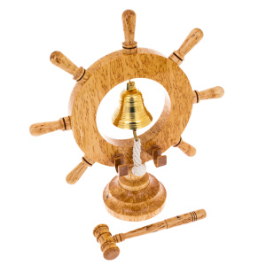 Сувенир из карельской березы "Штурвал с рындой" 3-х дюймовый