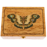 Шкатулка для украшений из карельской березы "Бабочка" зеленая