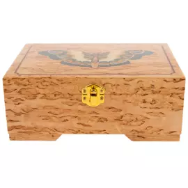 Шкатулка для украшений из карельской березы "Бабочка" зеленая