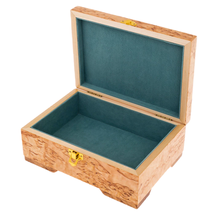 Jewelry box made of Karelian birch "Butterfly" turquoise