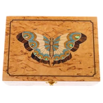 Jewelry box made of Karelian birch "Butterfly" turquoise