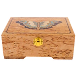 Jewelry box made of Karelian birch "Butterfly" turquoise