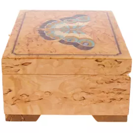 Шкатулка для украшений из карельской березы "Бабочка" бирюза