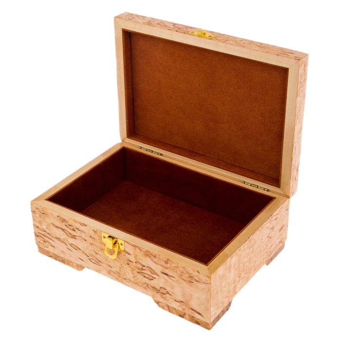 Karelian birch casket "Butterfly" burgundy