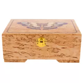 Шкатулка из карельской березы "Бабочка" бордовая