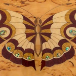 Шкатулка из карельской березы "Бабочка" бордовая