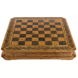 Шахматы из карельской березы "Волна" с орнаментом