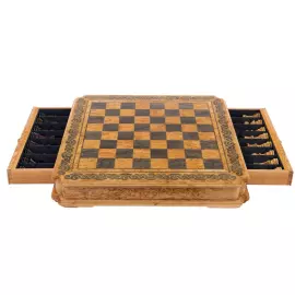 Шахматы из карельской березы "Волна" с орнаментом