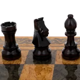 Шахматы из карельской березы "Волна" с орнаментом