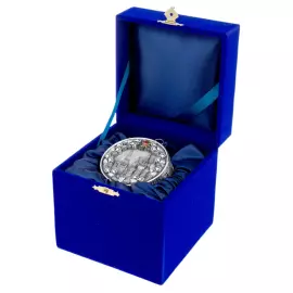 Серебряный елочный шар "Москва" с позолотой