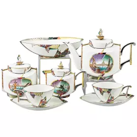 Чайный сервиз "Ковчег" с рисунком "Ладонь Невы" на 4 персоны, 12 предметов