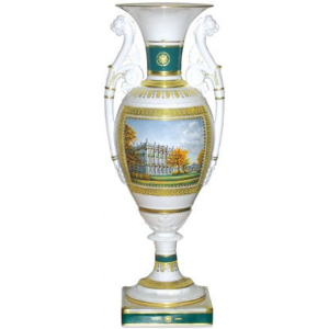 Фарфоровая ваза "Воронихина" с рисунком "Эрмитаж"