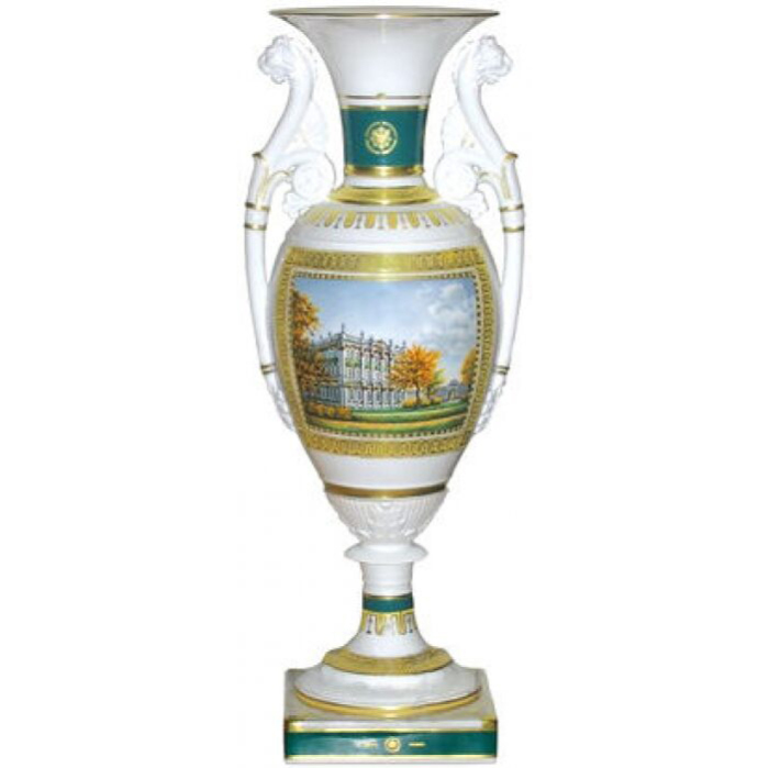 Фарфоровая ваза "Воронихина" с рисунком "Эрмитаж"