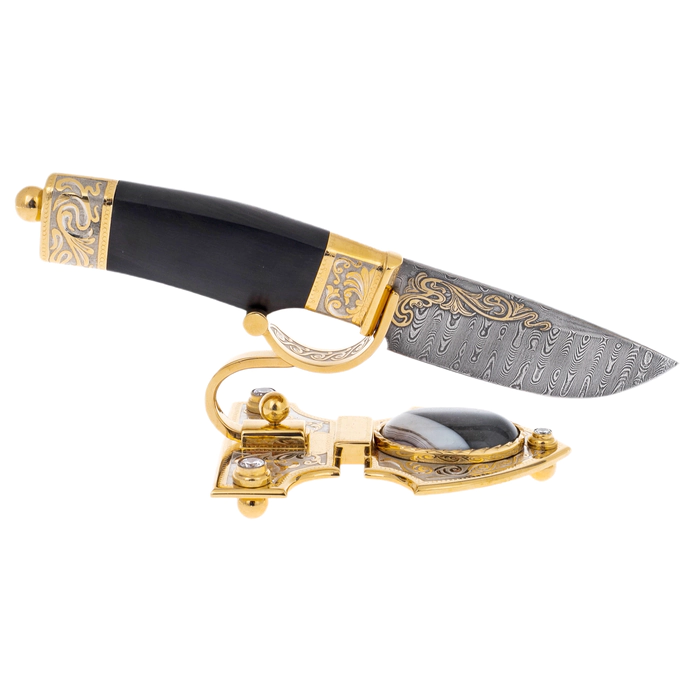 Souvenir knife "Pattern" on a stand, Zlatoust